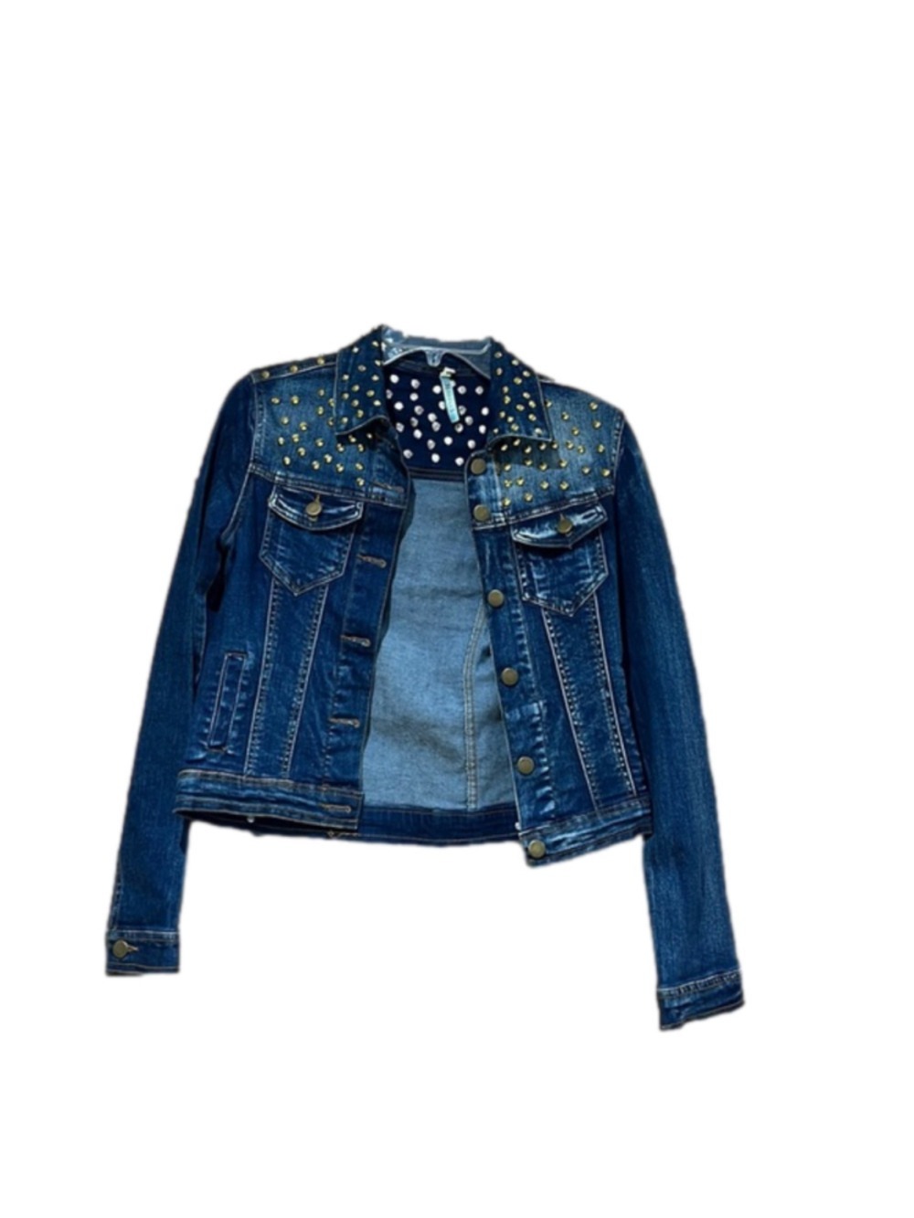 Point 5 Denim Jean Jacket Gold Studded XS